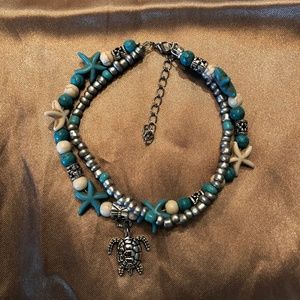 Star Fish & Turtle ankle bracelet